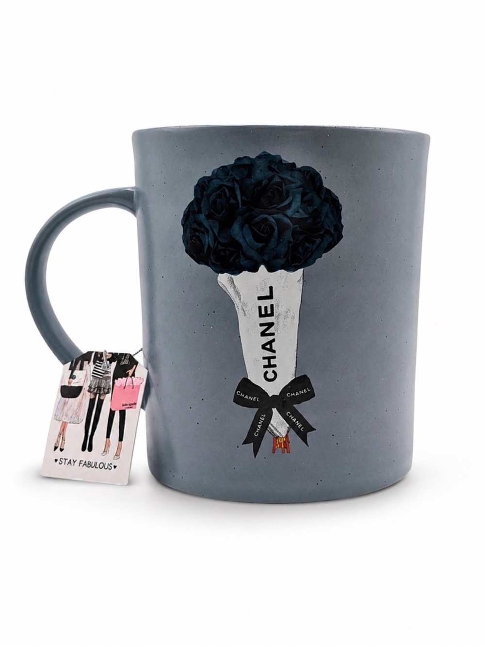 Amanda Greenwood Blue Rose Bouquet Coffee Mug Chic Fashion Decor NWT